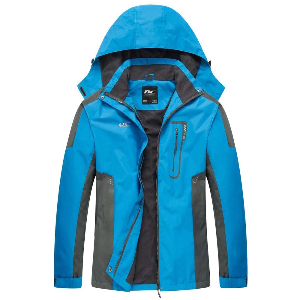 *NEW* Diamond Candy Women's Waterproof Lightweight Hooded Rain Jacket - Blue, XL